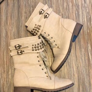 FTan leather combat boots